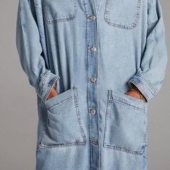 Anthropologie Pilcro Long Denim Coat Jacket -- Oversized - Picture 6 of 7